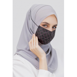 Disposable 3Ply Headloop Monogram Mask in Black Pink