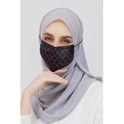 Disposable 3Ply Headloop Monogram Mask in Black Pink