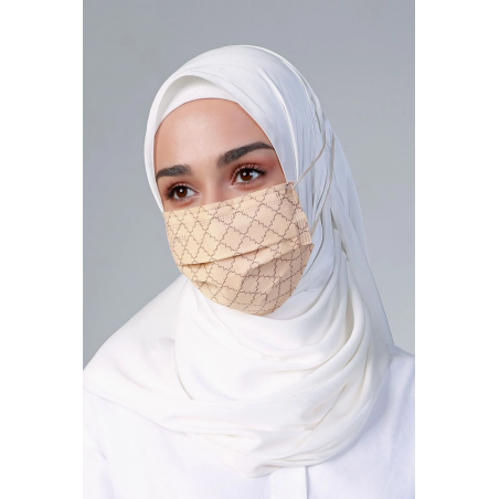 Disposable 3Ply Headloop Monogram Mask in Sand Brown