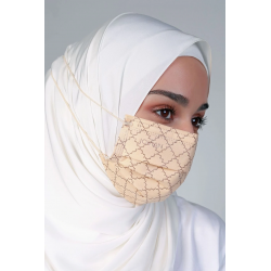 Disposable 3Ply Headloop Monogram Mask in Sand Brown