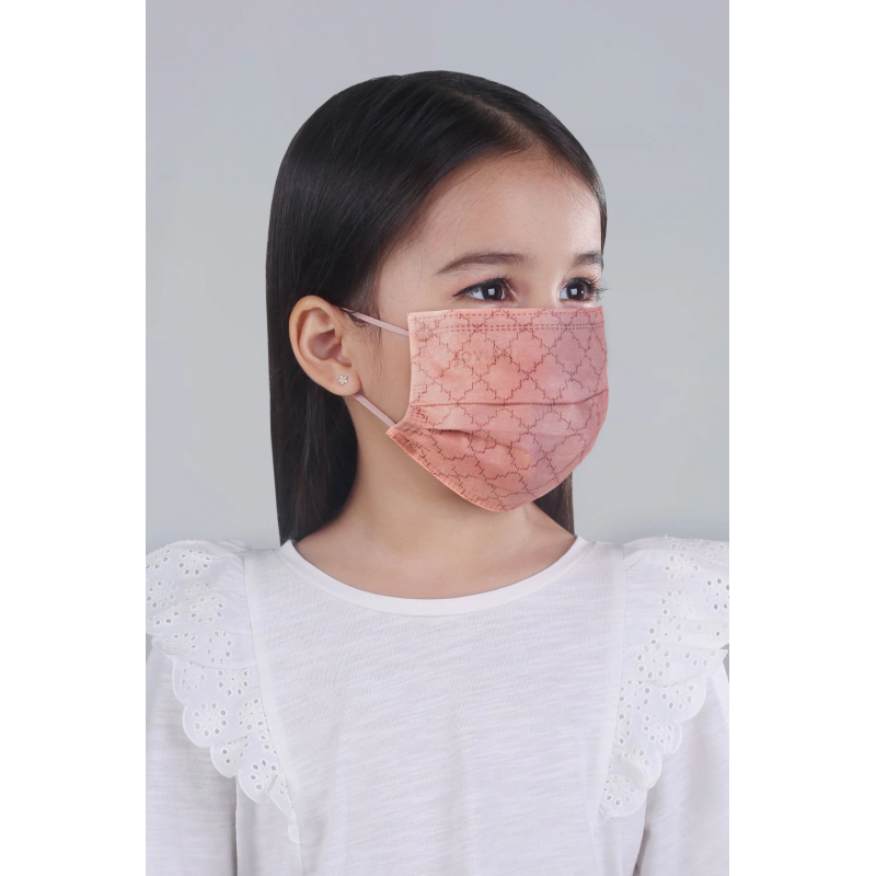 Disposable 3Ply Monogram Mask in Rosette Maroon for Kids