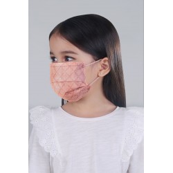 Disposable 3Ply Monogram Mask in Rosette Maroon for Kids