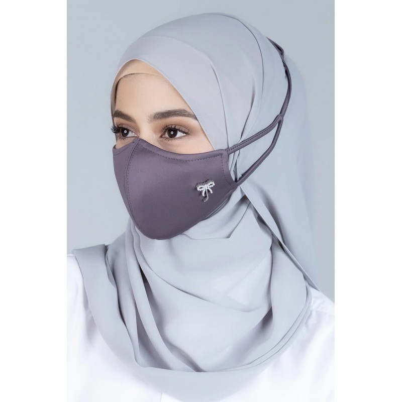 Classic Ribbon Hijab Mask In Lead